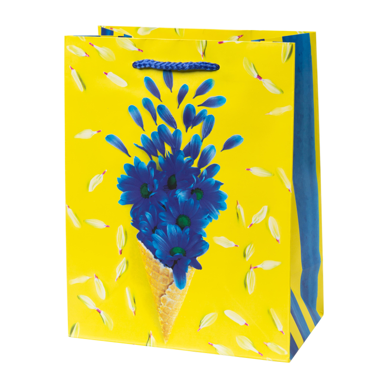 Пакет подарочный Magic Pack Цветы на желтом, ламин., 140 г/м2 17,8x22,9x9,8 см (3 штуки)