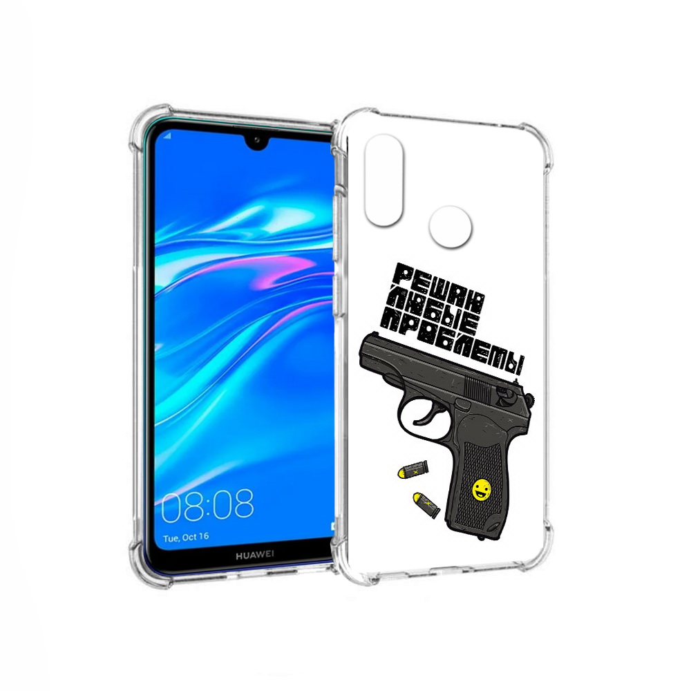 

Чехол MyPads Tocco для Huawei Y9 пистолет против проблем (PT227091.35.542), Прозрачный, Tocco