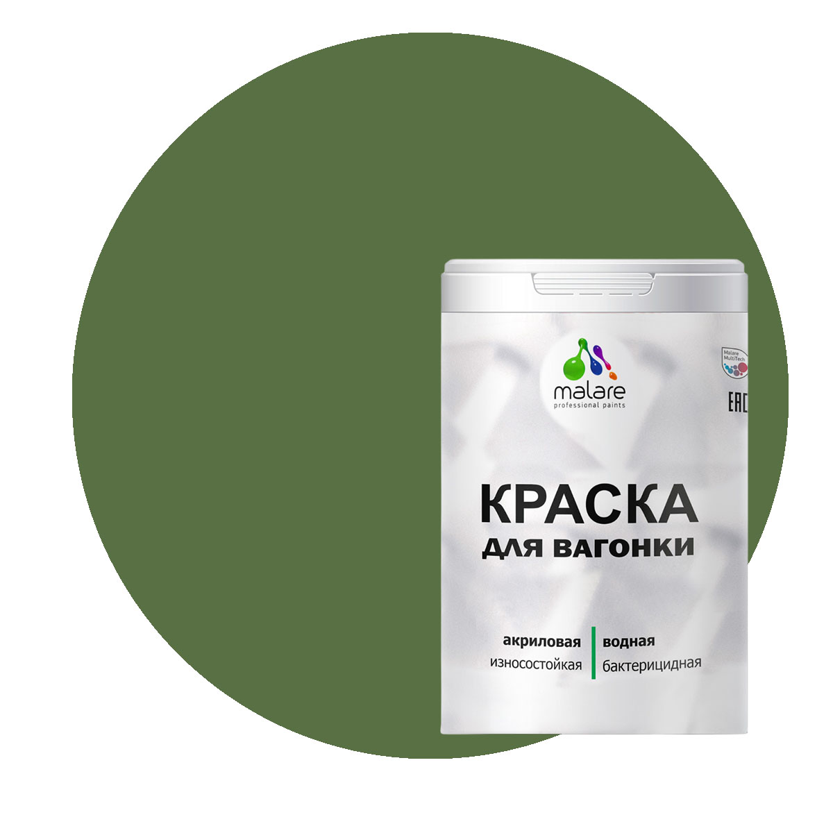 

Краска Malare для вагонки и любых деревянных поверхностей, хвойный бонсай, 1 кг., Зеленый, Malare-7