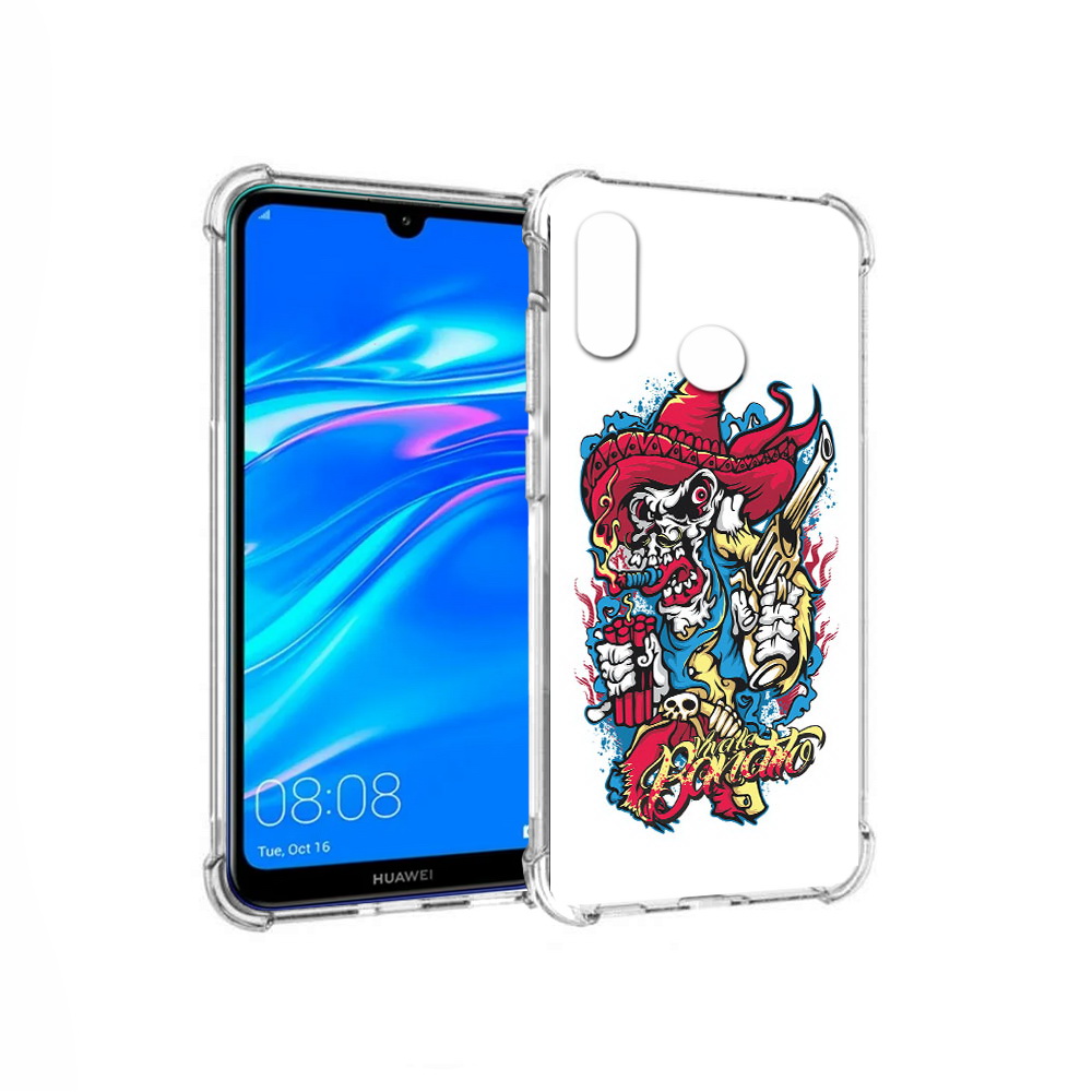 

Чехол MyPads Tocco для Huawei Y9 нарисованный скелет с писталетом (PT227091.35.513), Прозрачный, Tocco