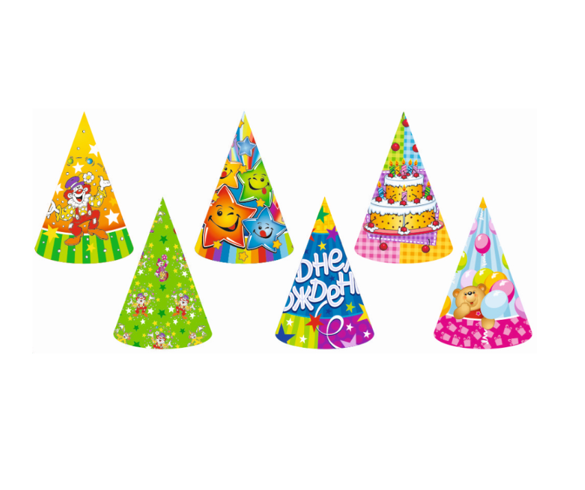 Колпаки праздничные Дон Баллон E2116 Праздничный микс 6 шт.