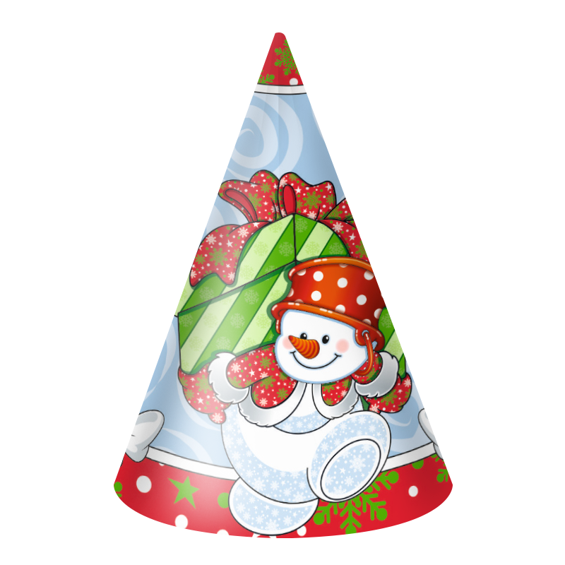 Колпаки праздничные Дон Баллон K2801 Снеговик с подарками 6 шт.