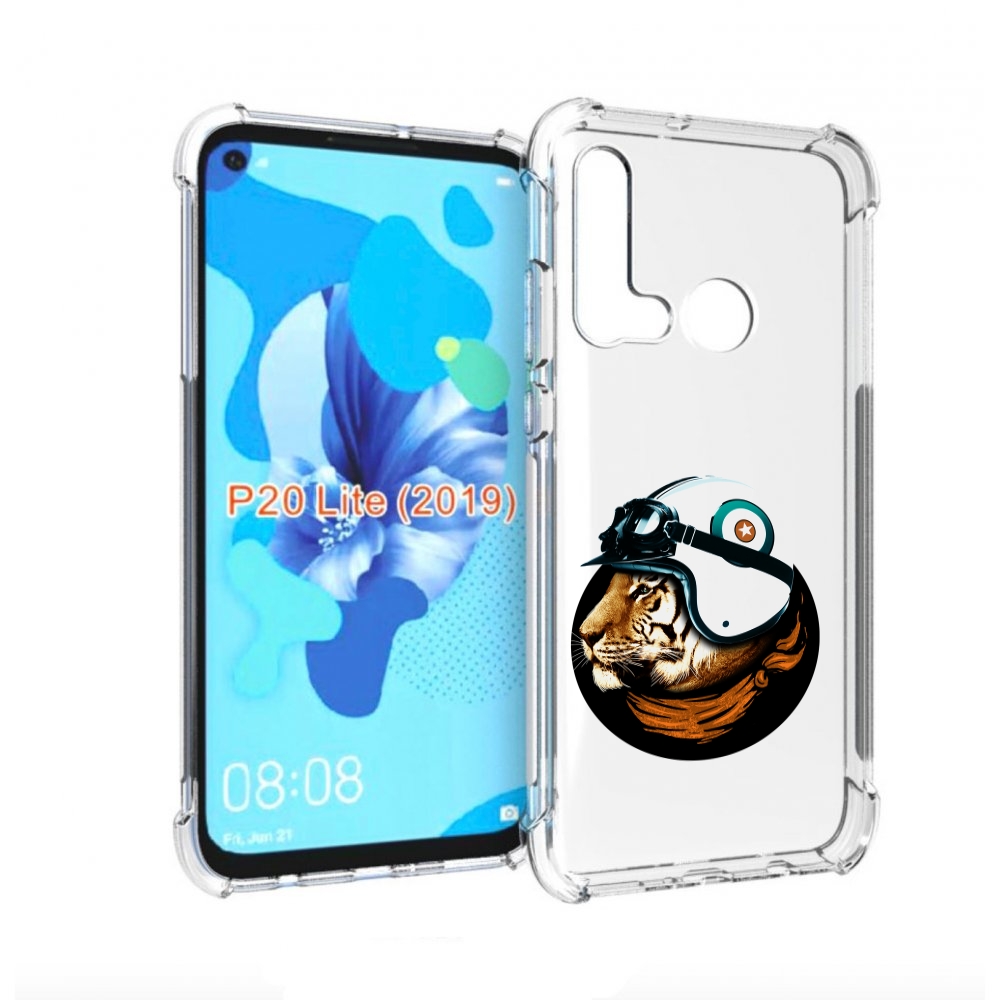 

Чехол бампер MyPads Тигр в шлеме для Huawei P20 Lite (2019)., Прозрачный, Tocco