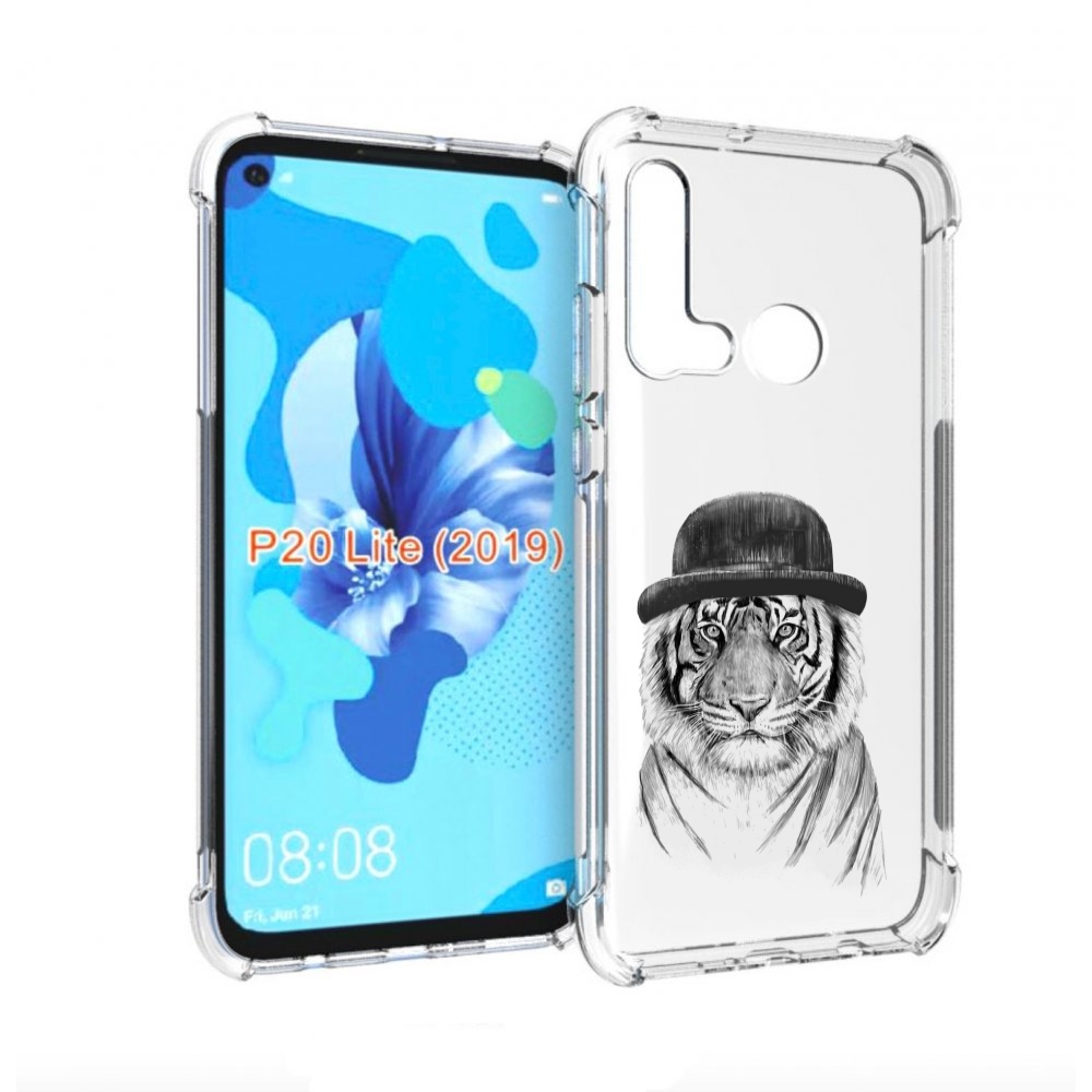 

Чехол бампер MyPads тигр британец для Huawei P20 Lite (2019)., Прозрачный, Tocco