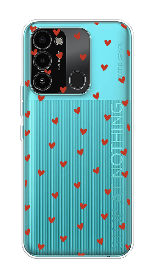 

Чехол на Tecno Spark Go 2022/8С/9 "Red hearts", Красный;прозрачный, 302850-1