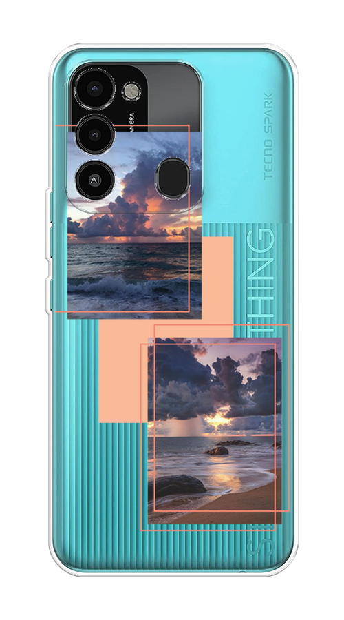 

Чехол на Tecno Spark Go 2022/8С/9 "Sky collage", Розовый;прозрачный;синий, 302850-1
