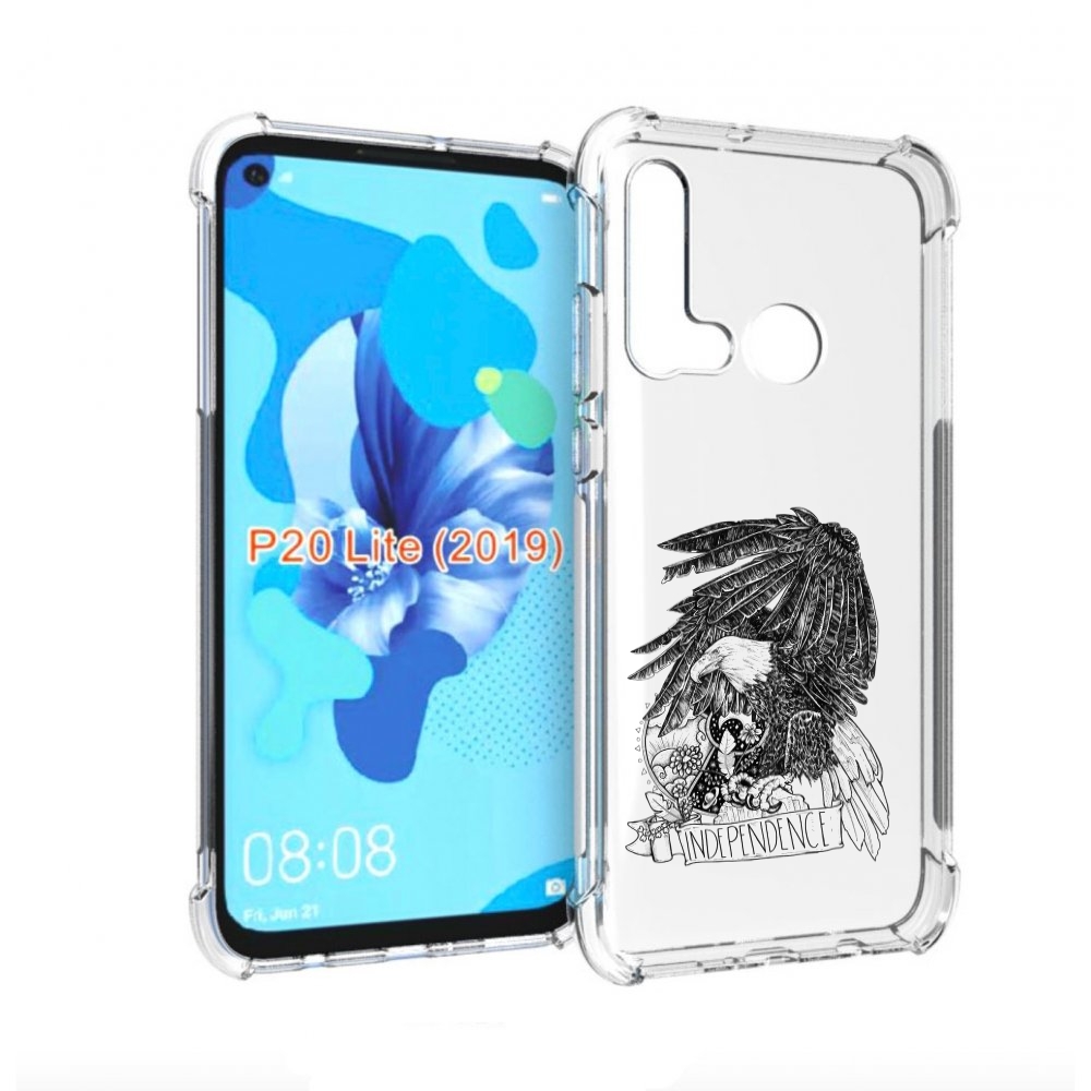 

Чехол бампер MyPads черно белый сокол для Huawei P20 Lite (2019), Прозрачный, Tocco