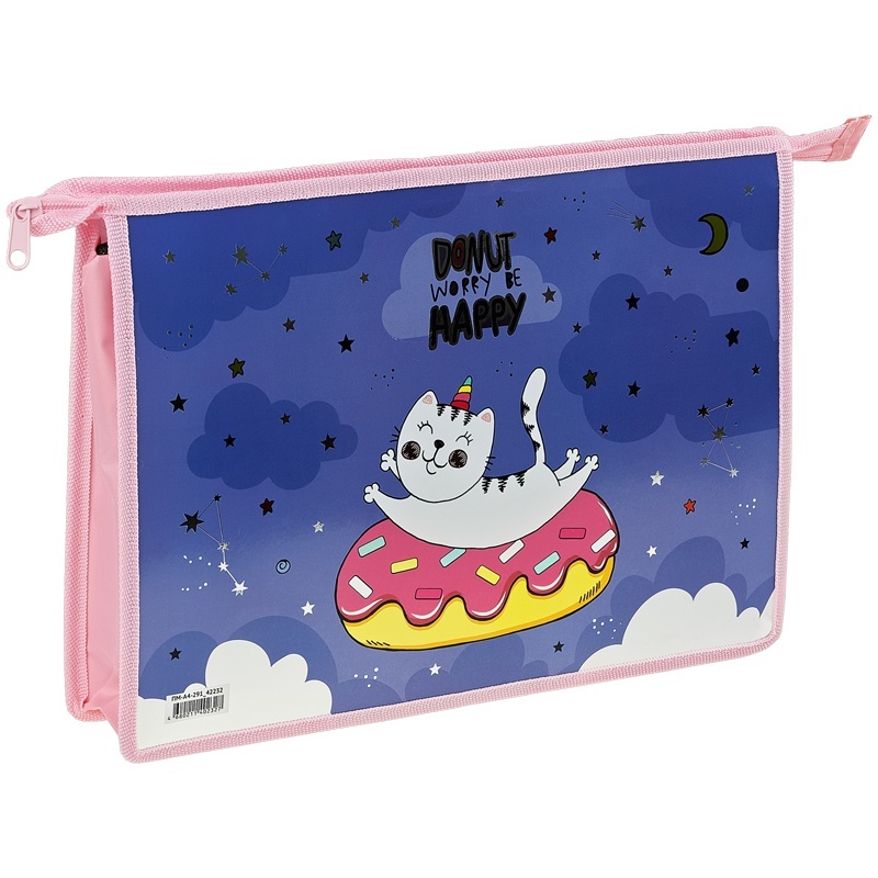 

Папка для тетрадей ArtSpace Happy Cat 1 отделение А4 на молнии картон фольга, Синий, "Happy Cat", 1 отделение, А4, на молнии, картон, фольга
