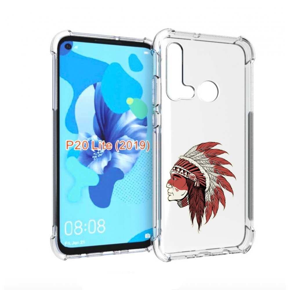 Чехол бампер MyPads красный индеец для Huawei P20 Lite (2019).
