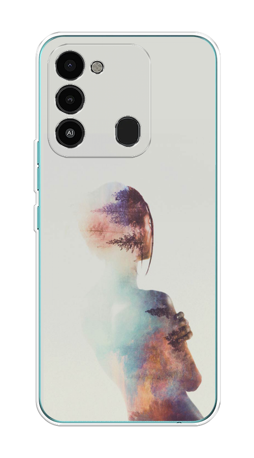 

Чехол на Tecno Spark Go 2022/8С/9 "Девушка-лес", Розовый;голубой;серый, 302850-1