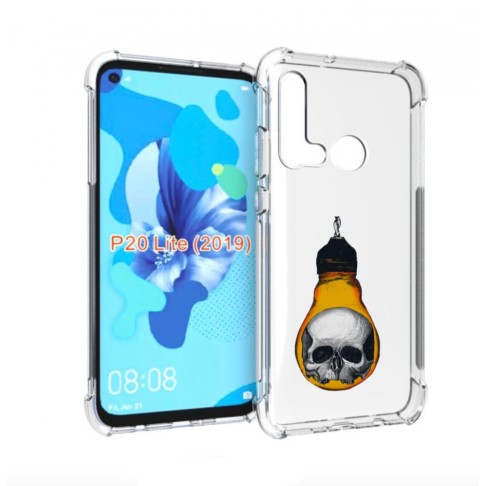

Чехол бампер MyPads череп в лампочке для Huawei P20 Lite (2019)., Прозрачный, Tocco