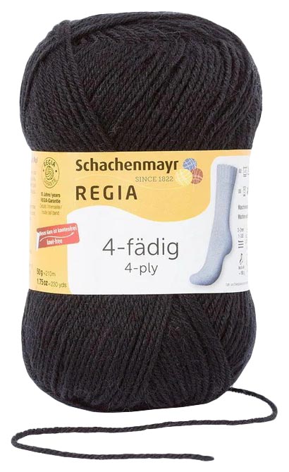 

Пряжа для вязания Regia 9801276 4-fadig (02066, черный), Regia 4-fadig 50g