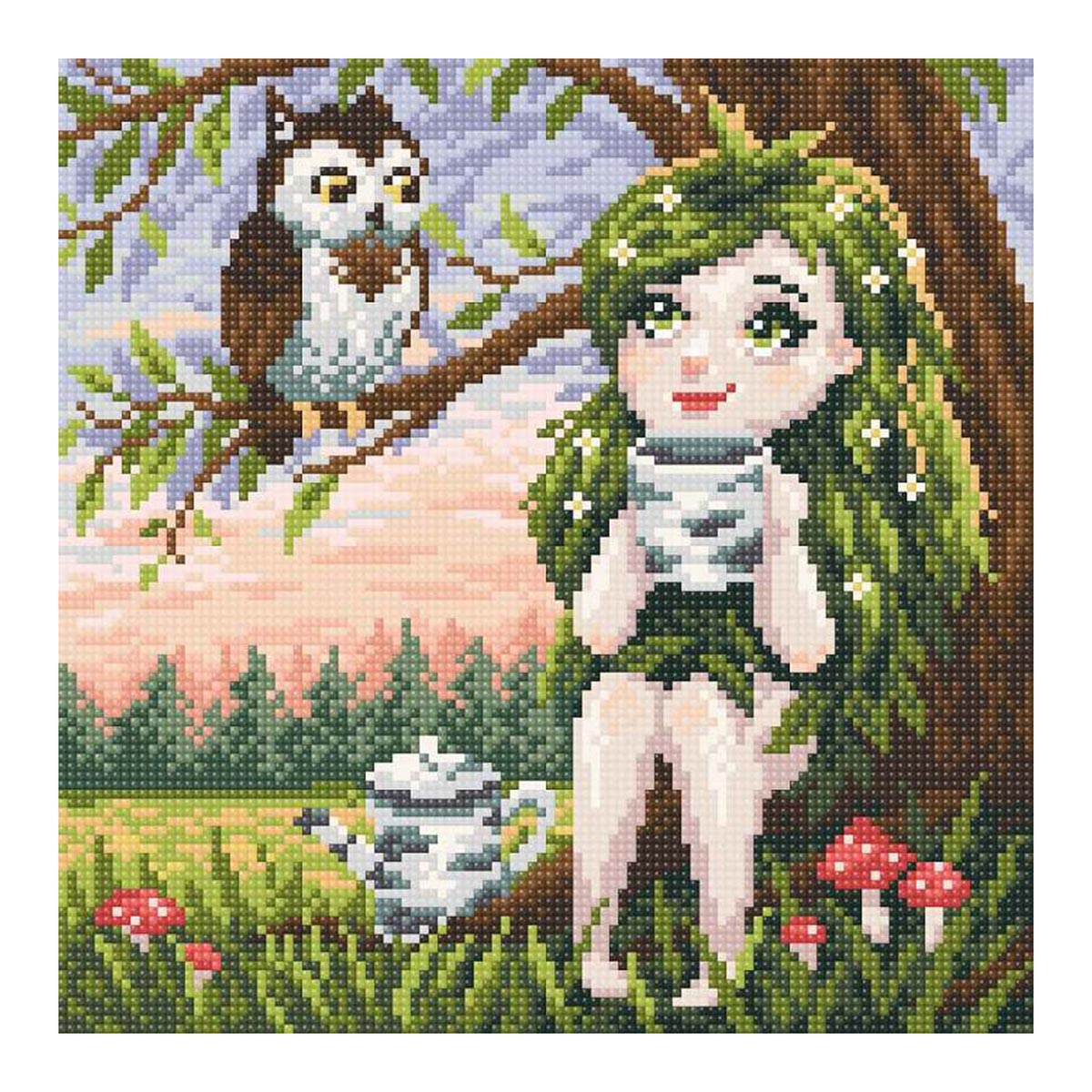 Алмазная мозаика М.П.СТУДИЯ Лесное чаепитие 27х27 см