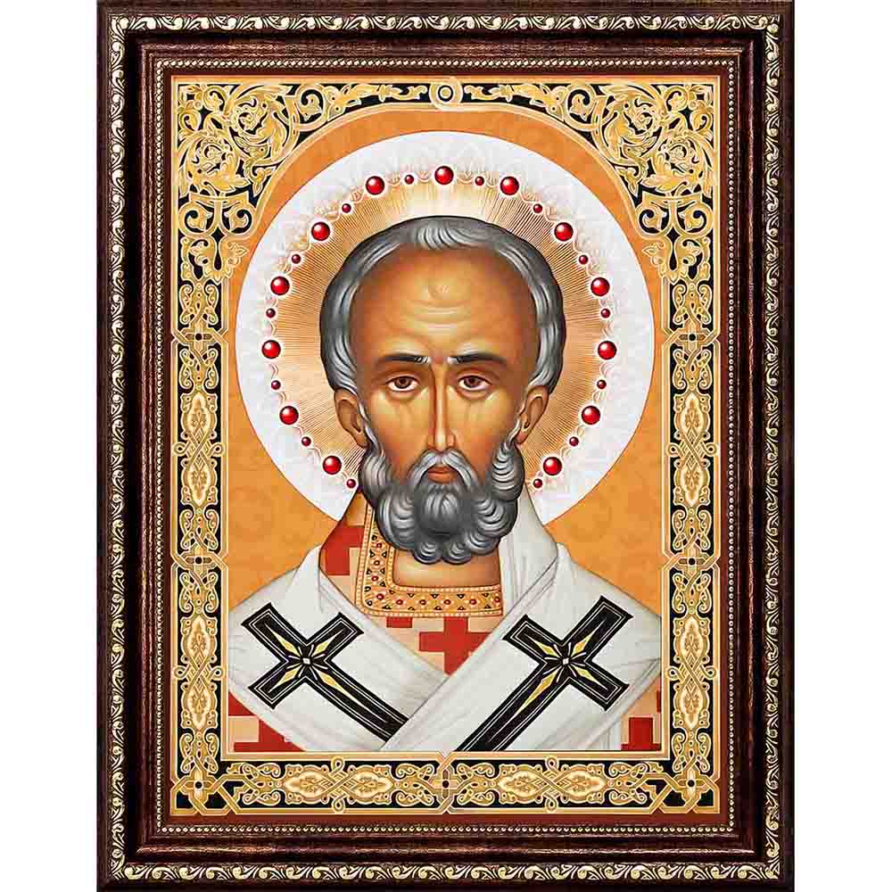 

Картина стразами Алмазная живопись Икона Николай Чудотворец 30х40 см, Икона Николай Чудотворец