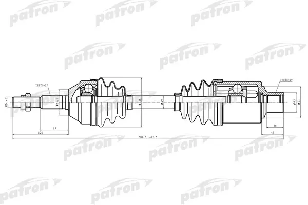 

Полуось передн прав_JEEP: LIBERTY 02-07 3.7 4WD PATRON PDS0619