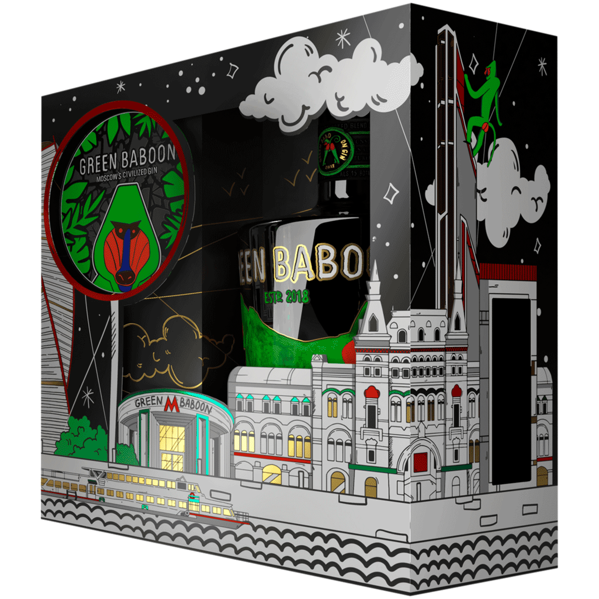 Джин Green Baboon 0,7 л в подарочной упаковке + костер