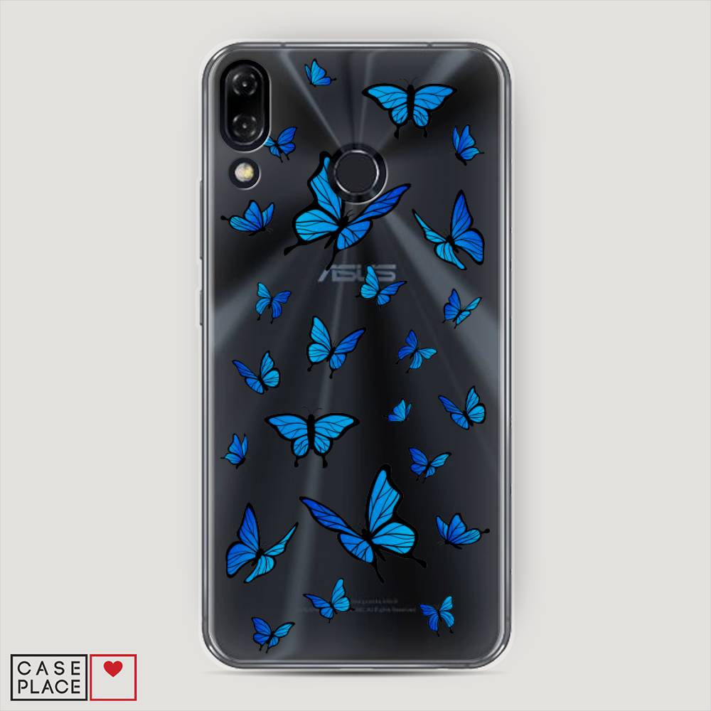 фото Чехол awog "синие бабочки" для asus zenfone 5 ze620kl