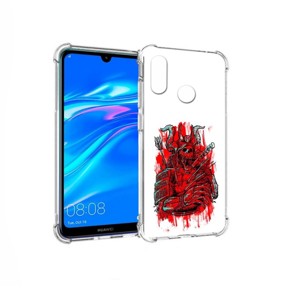 

Чехол MyPads Tocco для Huawei Y9 красный скелет воин (PT227091.35.413), Прозрачный, Tocco