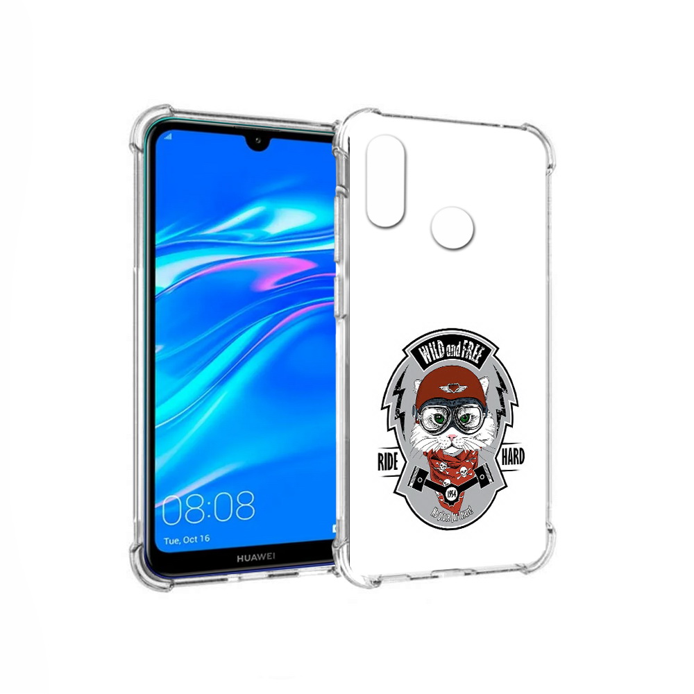 

Чехол MyPads Tocco для Huawei Y9 кошка в шлеме (PT227091.35.404), Прозрачный, Tocco