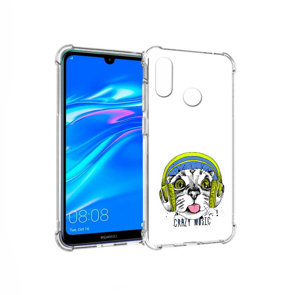 

Чехол MyPads Tocco для Huawei Y9 кошка в наушниках рисунок (PT227091.35.403), Прозрачный, Tocco