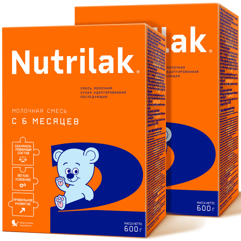 Молочная смесь Nutrilak 2, с 6 до 12 мес., Нутрилак, 600 г. (2 штуки)