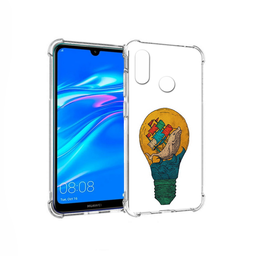 

Чехол MyPads Tocco для Huawei Y9 кит в лампочке с парусами (PT227091.35.387), Прозрачный, Tocco