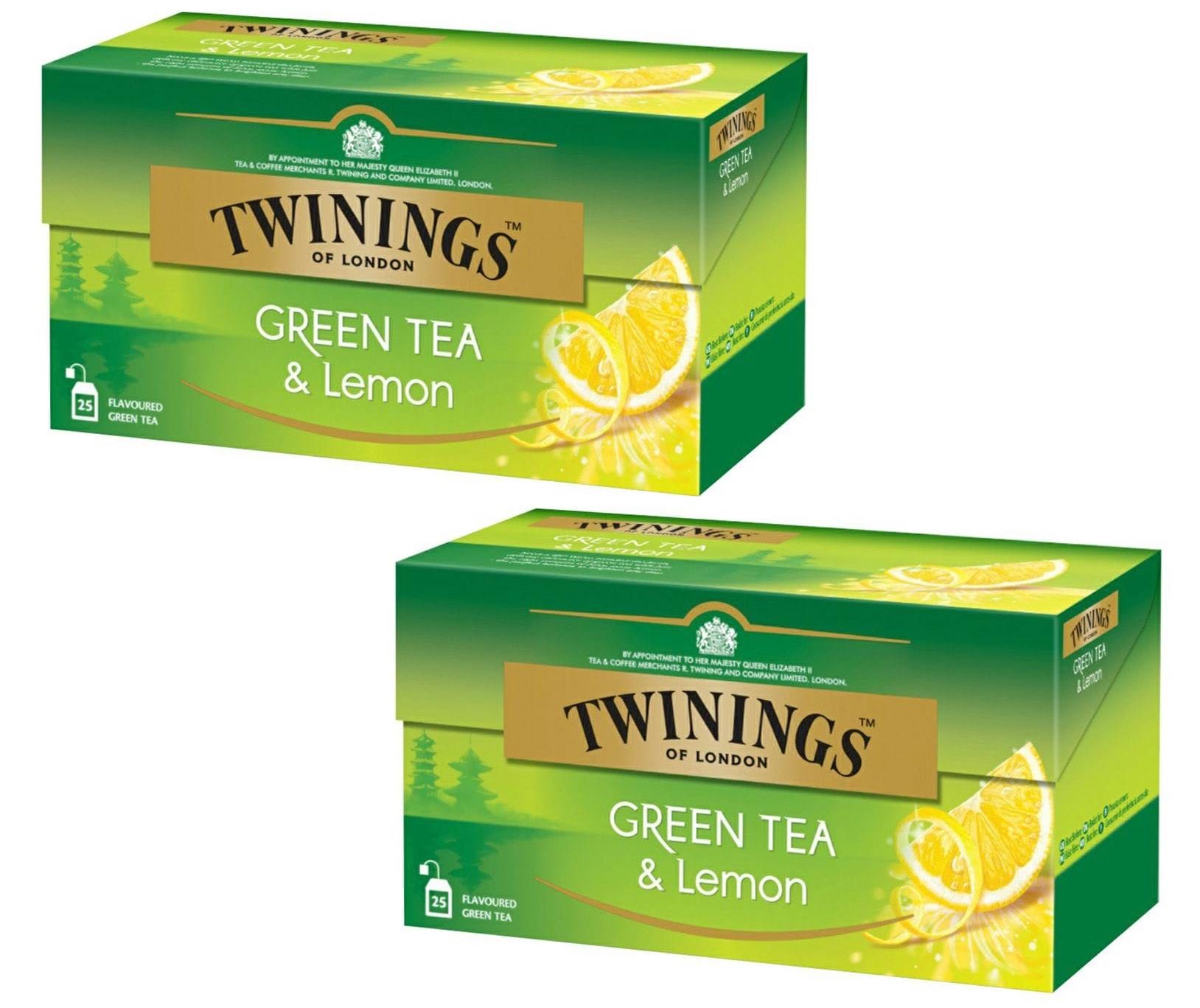 Чай зеленый Twinings Green Tea Lemon 1,6 г, 2 упаковки по 25 шт