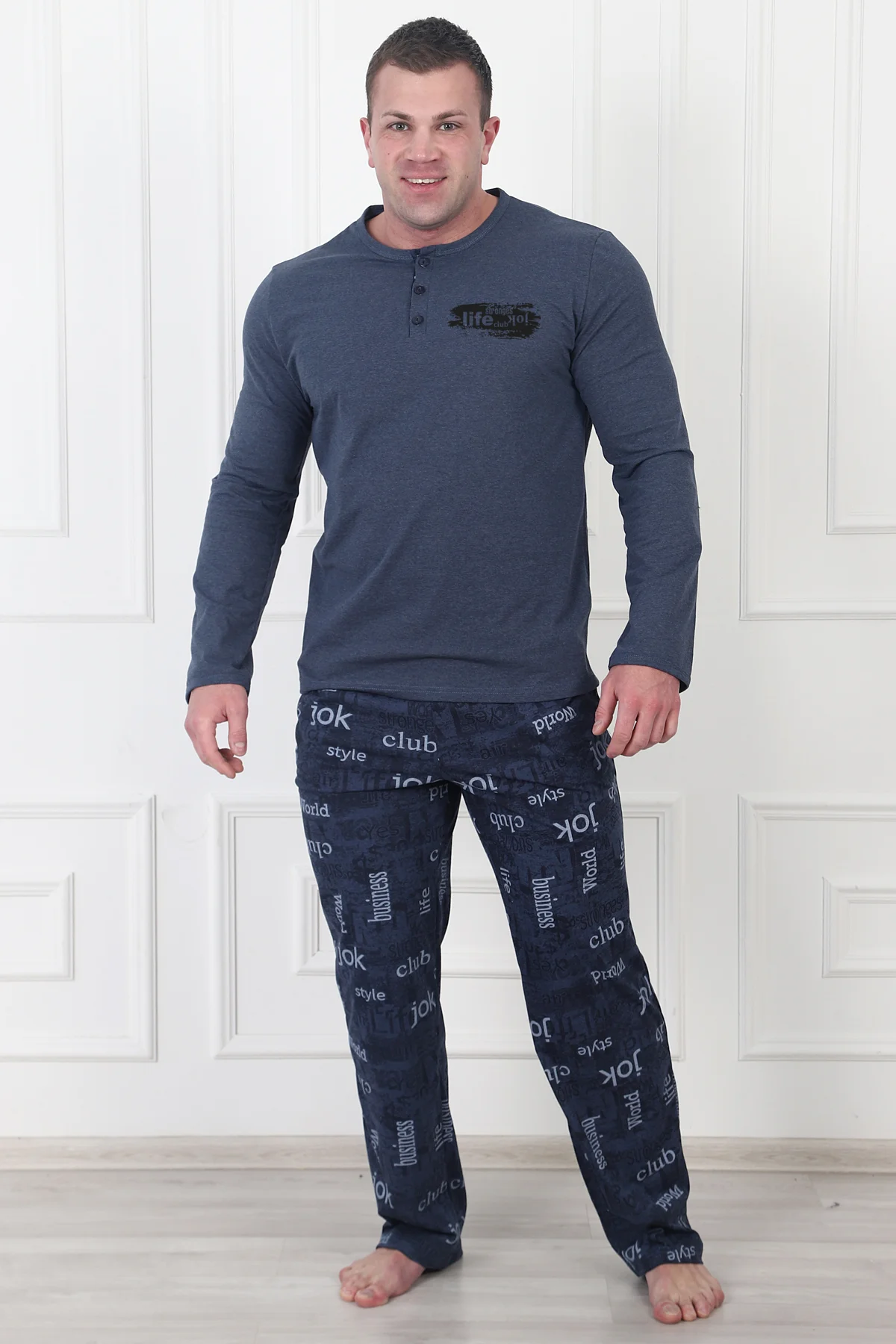 Пижама мужская FASHION FREEDOM 1807-К синяя 56 RU