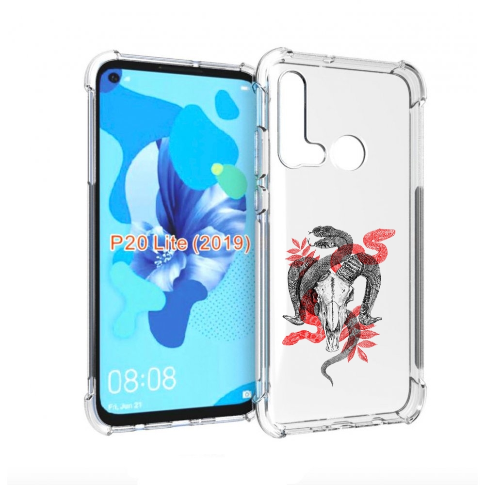 

Чехол бампер MyPads змея в черепе рисунок для Huawei P20 Lite (2, Прозрачный, Tocco
