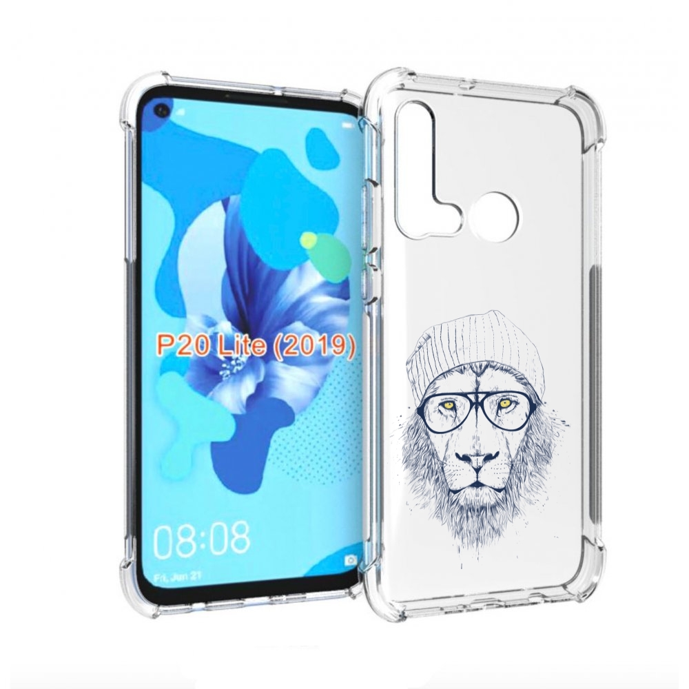 

Чехол бампер MyPads хиппи лев для Huawei P20 Lite (2019)., Прозрачный, Tocco