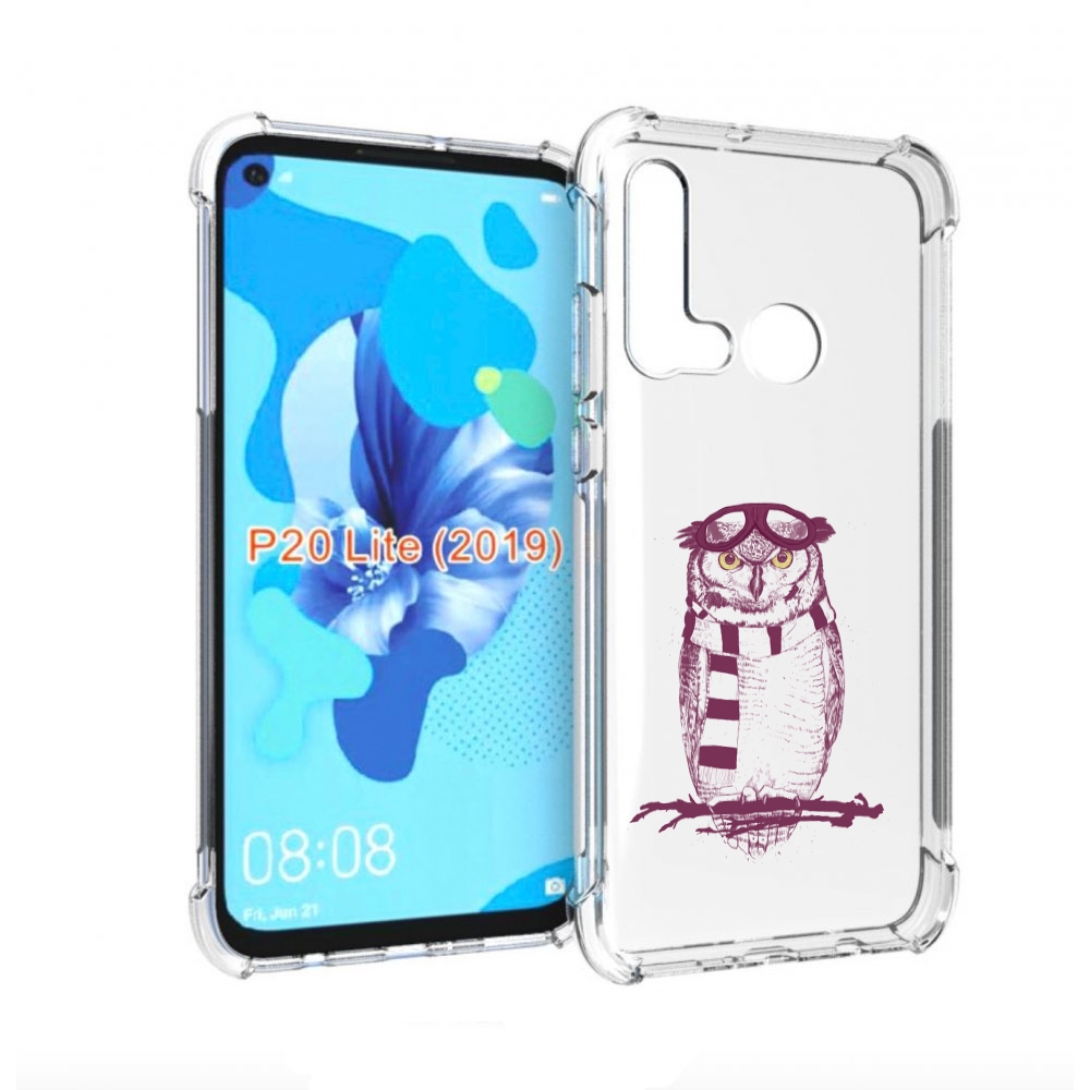 

Чехол бампер MyPads сова-летчик для Huawei P20 Lite (2019)., Прозрачный, Tocco