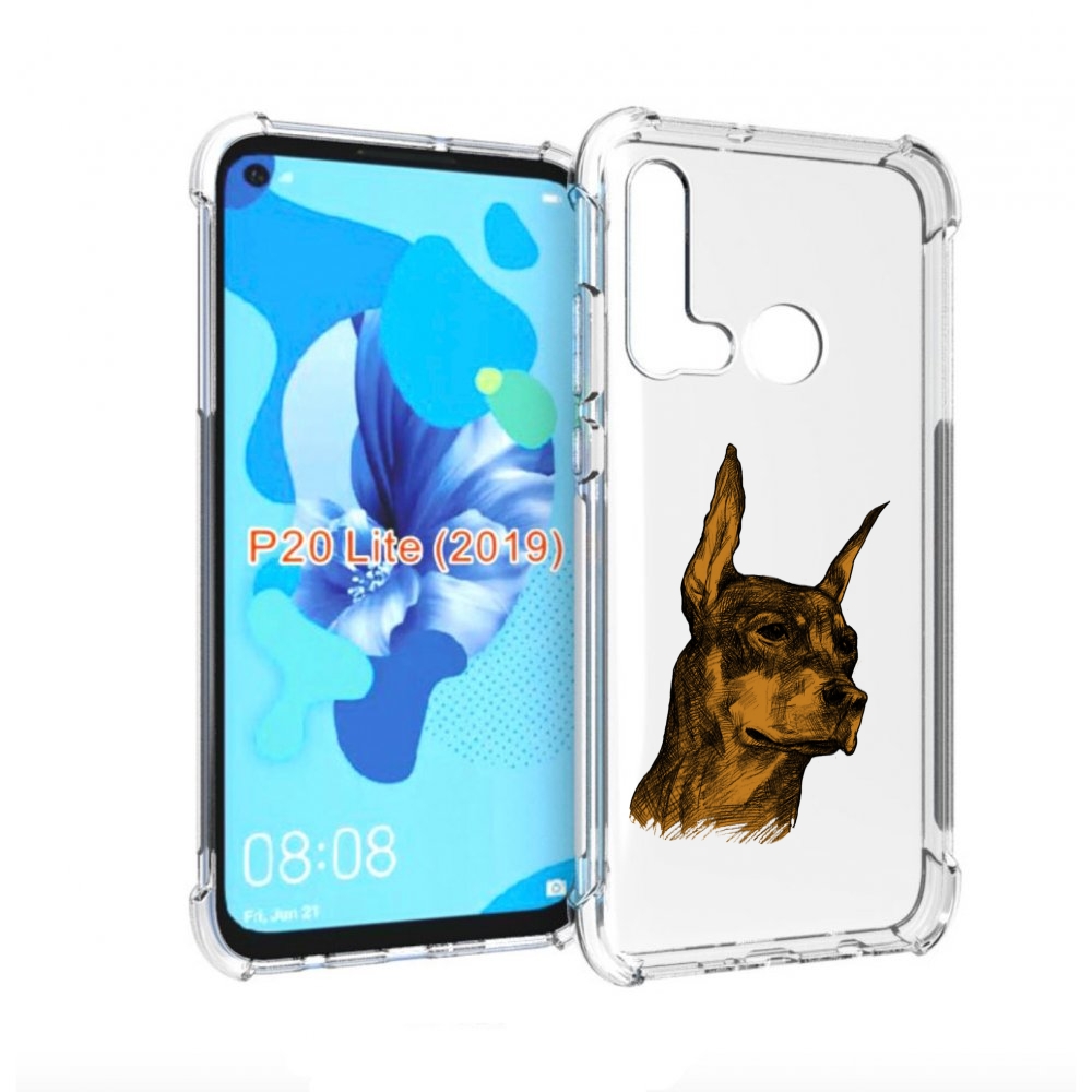 

Чехол бампер MyPads скетч доберман для Huawei P20 Lite (2019)., Прозрачный, Tocco