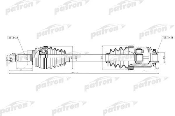 Полуось прав DODGE: CALIBER 07-09  JEEP: COMPASS 07-09, PATRIOT 07-09 2.4 PATRON PDS2034