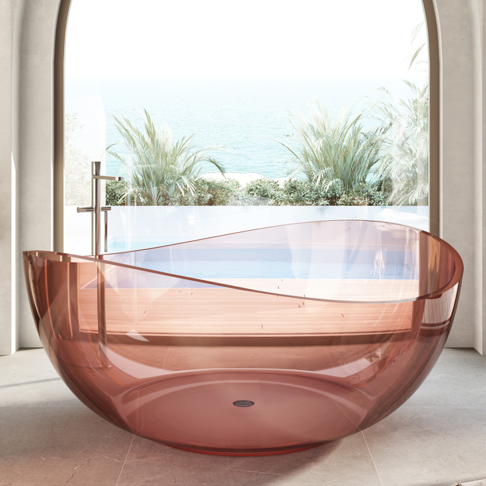 Прозрачная ванна ABBER Kristall AT9705Koralle розовая gamma лежанка круглая лилия розовая 580 гр