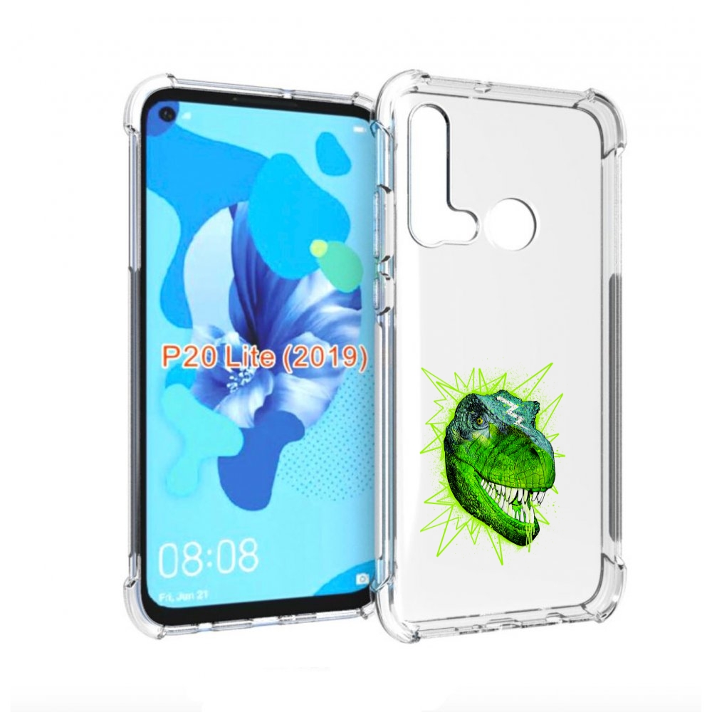

Чехол бампер MyPads зеленый динозавр для Huawei P20 Lite (2019)., Прозрачный, Tocco
