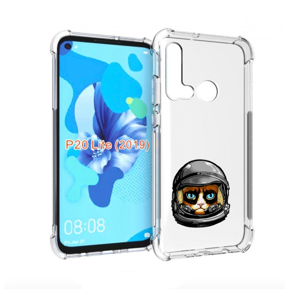 

Чехол бампер MyPads кот космонавт для Huawei P20 Lite (2019)., Прозрачный, Tocco