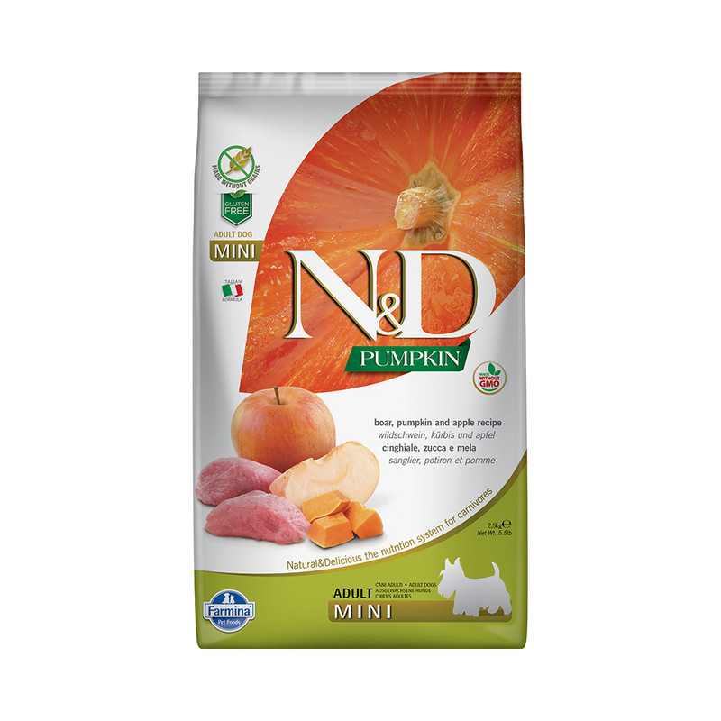 фото Сухой корм для собак farmina n&d mini, для мелких пород, кабан, яблоко и тыква, 2,5кг