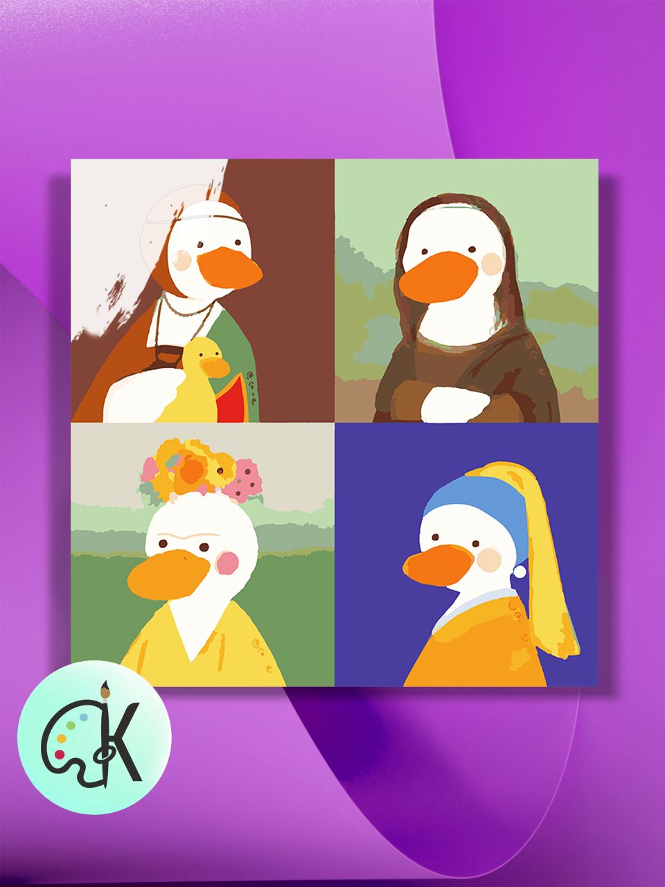 Картина по номерам на холсте Культура Цвета Утиный коллаж, 40 х 40 см