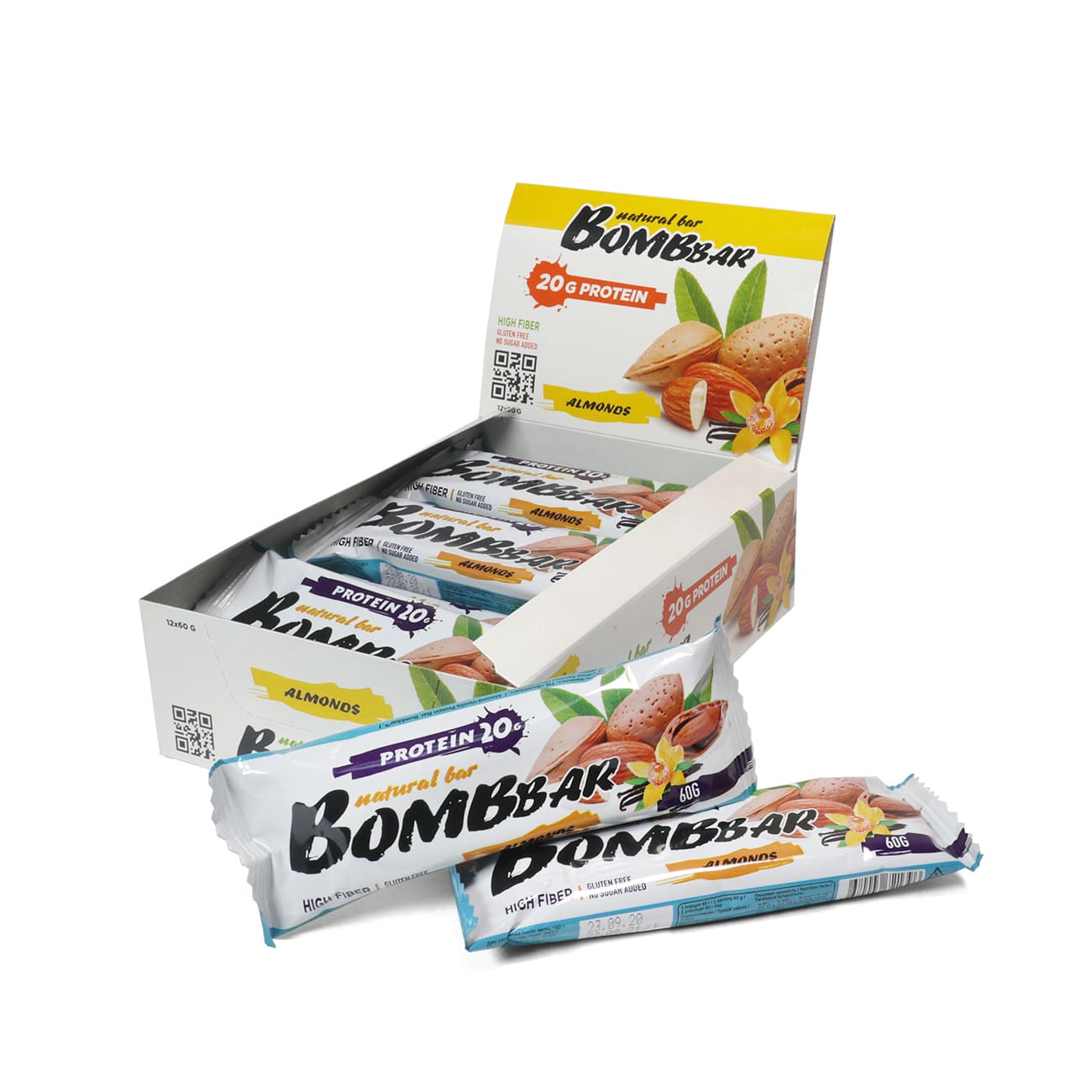 

Протеиновый батончик Bombbar без сахара - миндаль-ваниль (20 шт), Protein Natural Bar