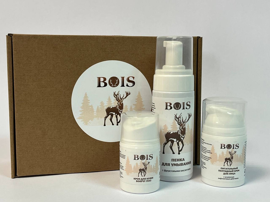 Подарочный набор BOIS натуральной косметики для лица из пантов марала
