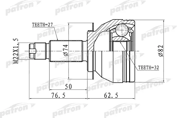 

ШРУС наружный 27x52x32 SUBARU LEGACY B13 03-09 PATRON PCV1106