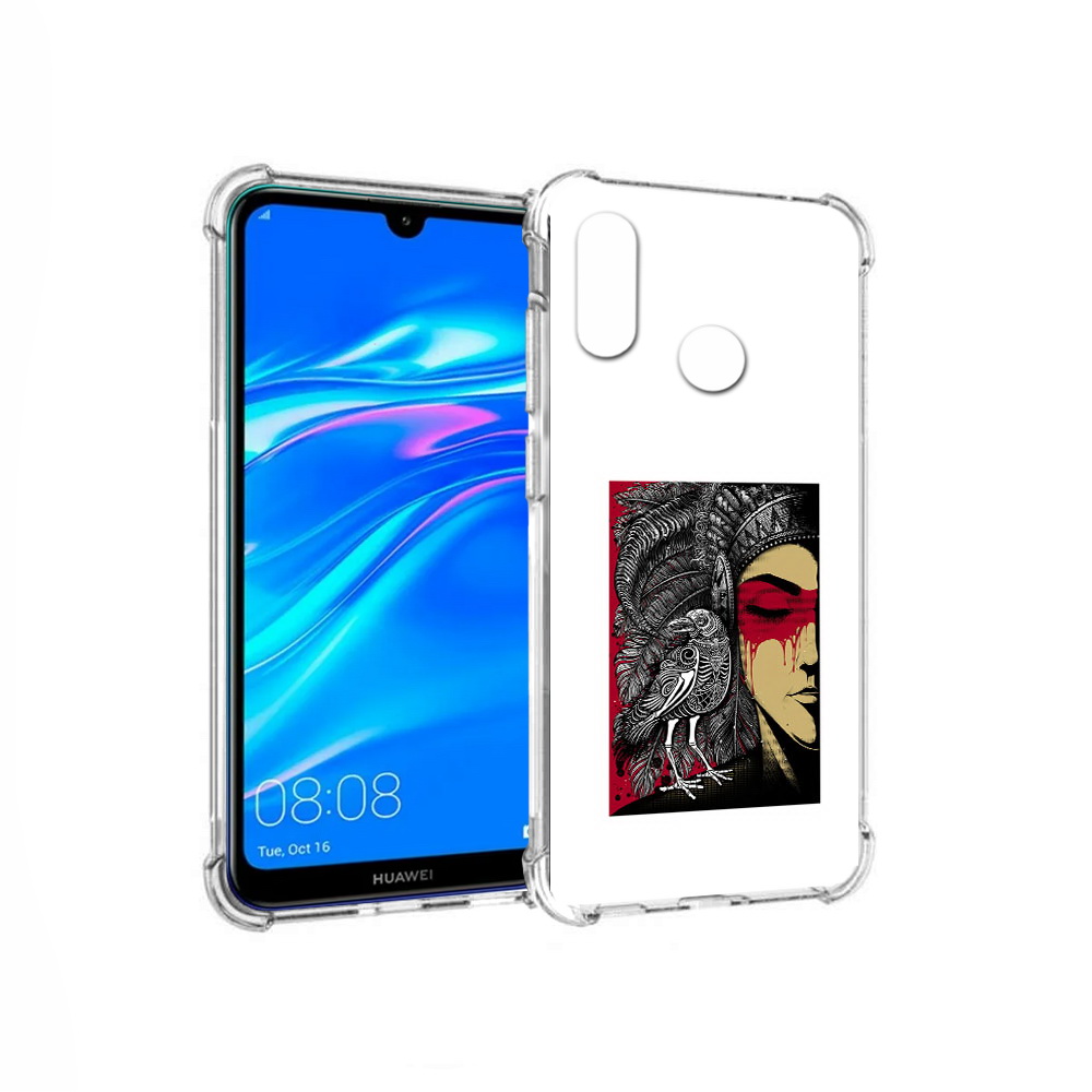 

Чехол MyPads Tocco для Huawei Y9 девушка с вороном в абстракции (PT227091.35.311), Прозрачный, Tocco