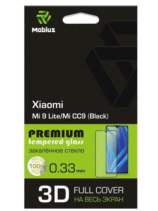 

Защитное стекло MOBIUS для Mi 9 Lite/Mi CC9 3D Full Cover Black (4232-303), Mi 9 Lite/Mi CC9 3D Full Cover Black
