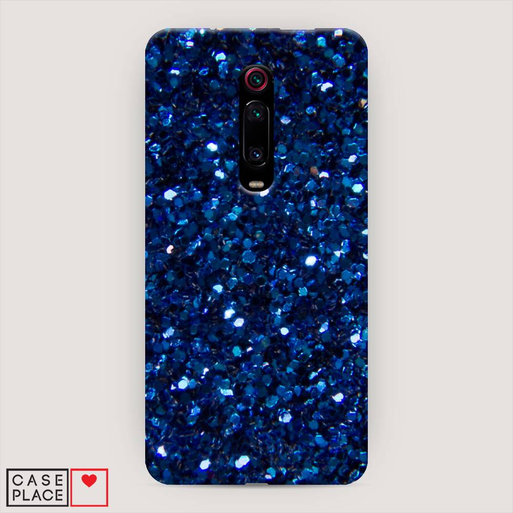 фото Пластиковый чехол "синие блестки рисунок" на xiaomi mi 9t pro awog