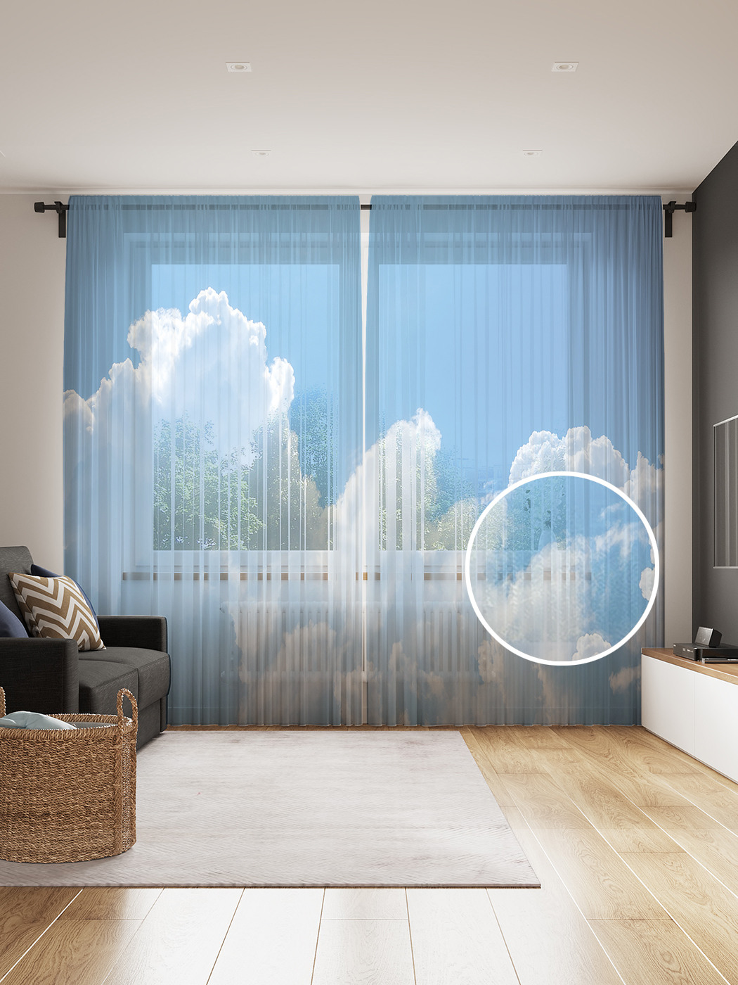 

Фототюль JoyArty "Облачный орел", 145x265см (2 полотна со шторной лентой + 50 крючков), Облачный орел