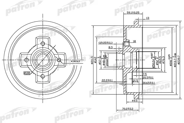 

Тормозной барабан PATRON PDR1208