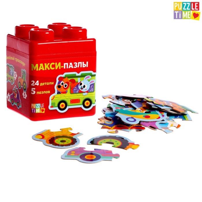 фото Пазл puzzle time в пластиковой упаковке веселый транспорт 24 детали