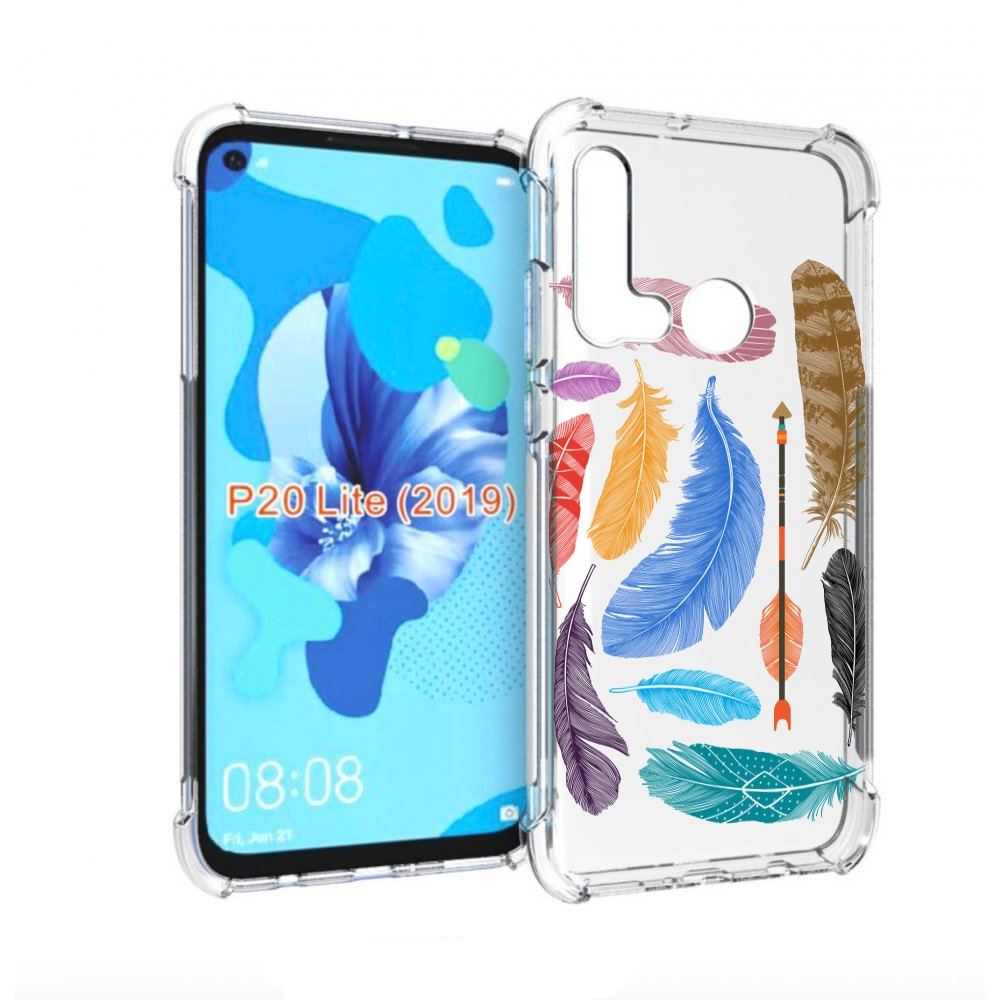 

Чехол бампер MyPads разноцветные перья для Huawei P20 Lite (2019, Прозрачный, Tocco