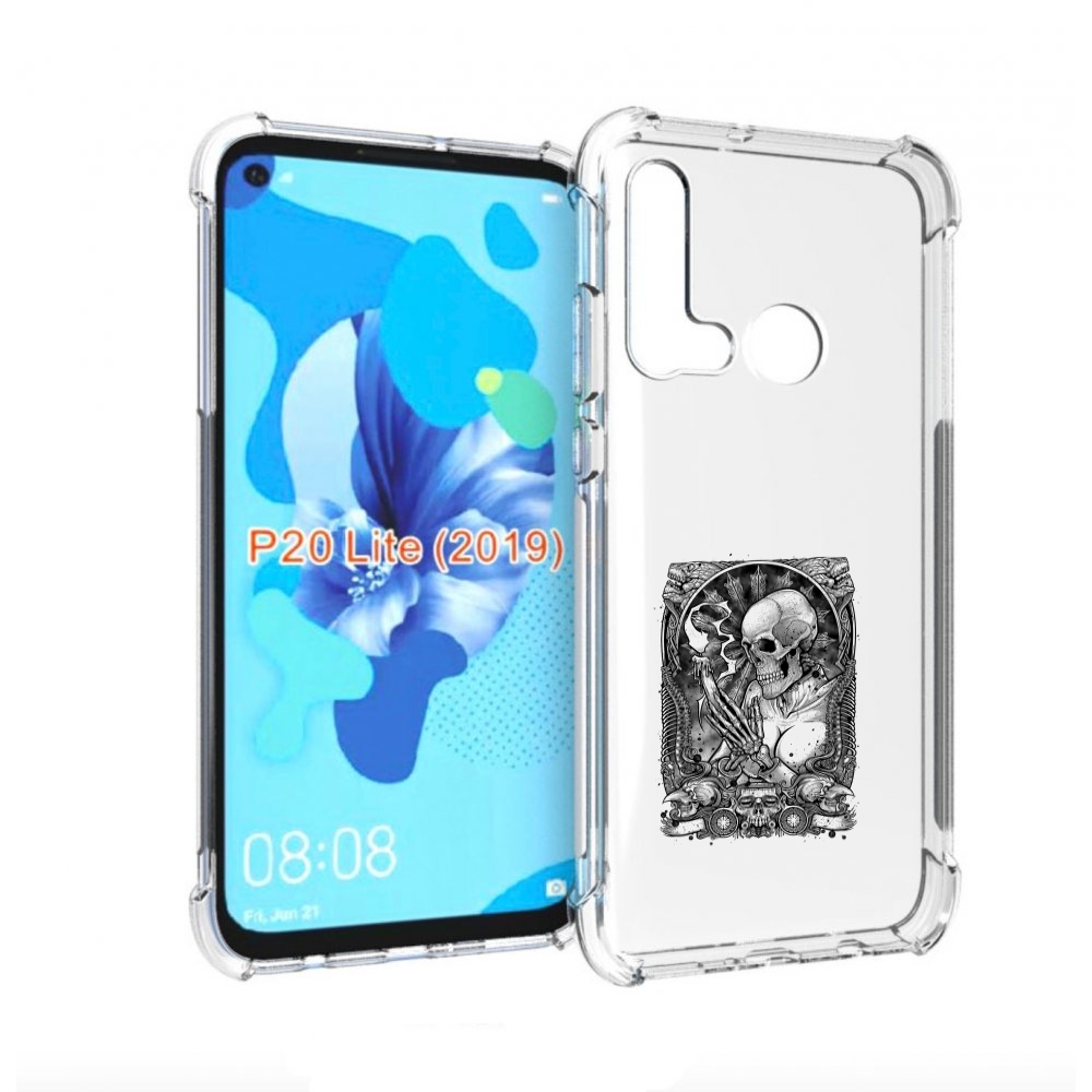 

Чехол бампер MyPads девушка скелет для Huawei P20 Lite (2019)., Прозрачный, Tocco