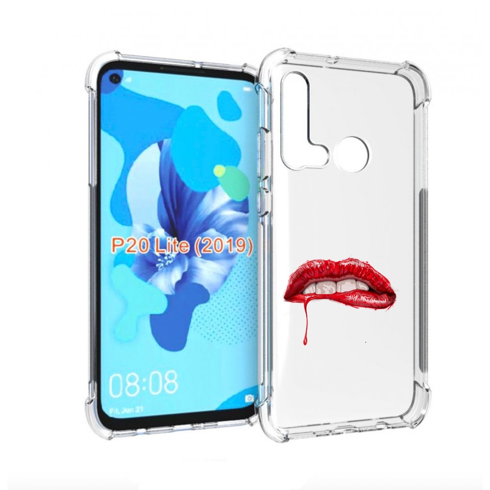 

Чехол бампер MyPads яркие красные губы для Huawei P20 Lite (2019, Прозрачный, Tocco